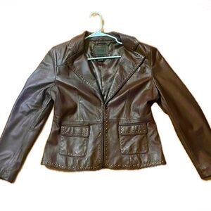 Brown leather vintage jacket